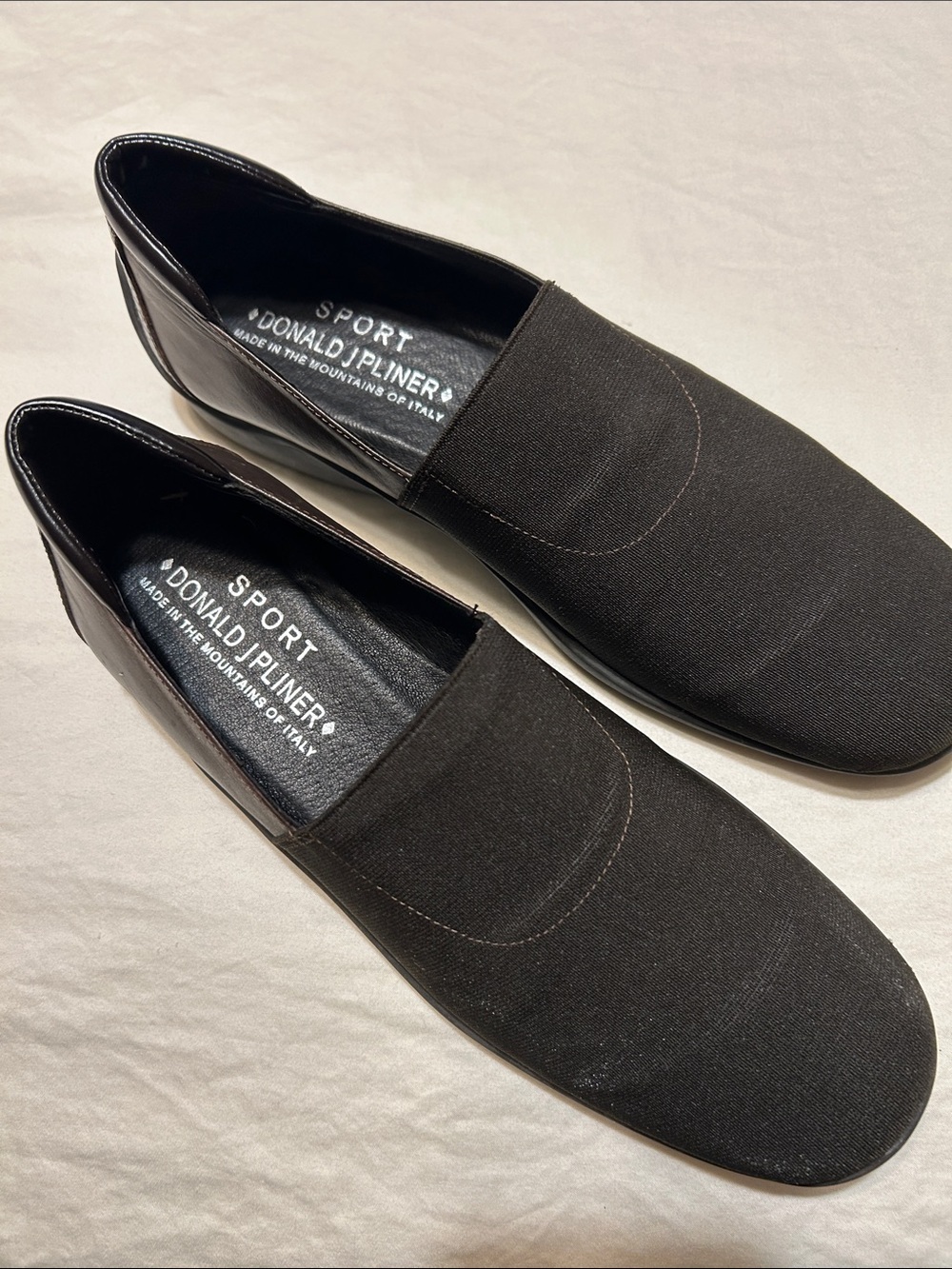 Donald J. Pliner Black Slip-On Canvas Loafers